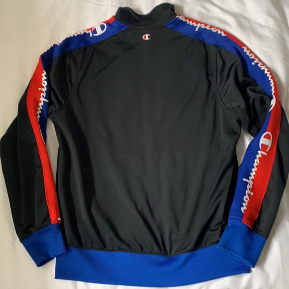 COPY - Champion black zip front jacket royal blue/red sleeve w Champion decals … - Picture 5 of 5